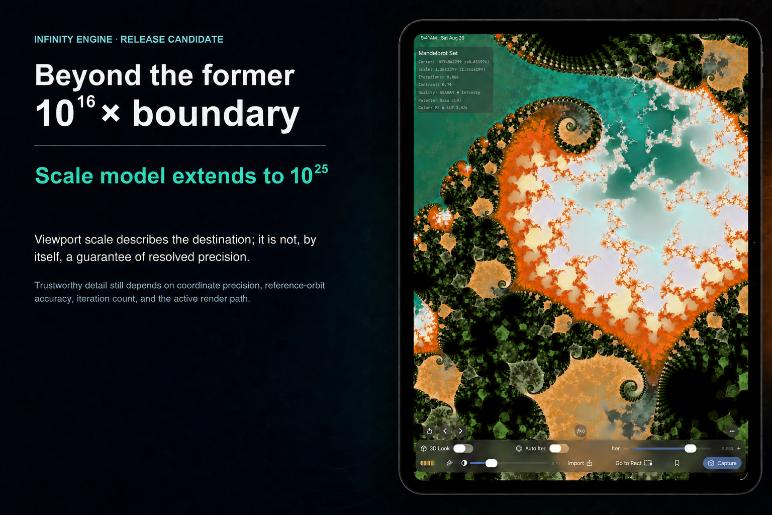 Fractal artwork accompanying The Infinity Engine: Moving Extreme Mandelbrot Zooms Back to Metal